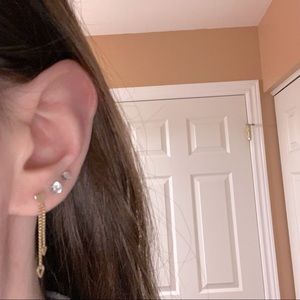 10K Gold Heart Dangle Earrings